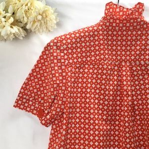 J. Crew Short Sleeve Orange Cotton Blouse
